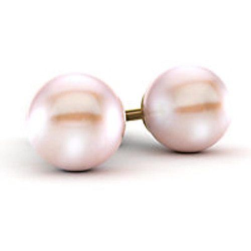 14k Gold 8-9mm Pink Cultured Pearl Stud Earrings