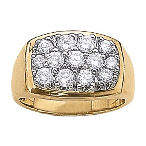 14k Yellow Gold Mens Cluster Diamond Ring 2.00 ct.