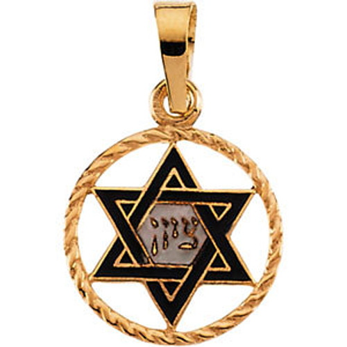 14k Yellow Gold 11mm Star Of David Pendant