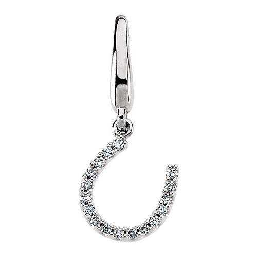 14k White Gold Diamond Horseshoe Charm for Charm Bracelet .08ct