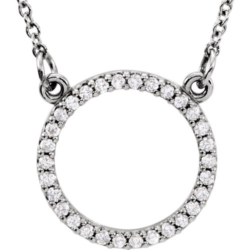 14kt White Gold 0.20 CTW Diamond Circle Necklace 17mm
