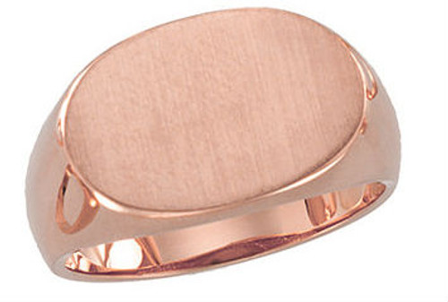 14k Rose Gold Men's Oval Signet Ring 12mmx18mm