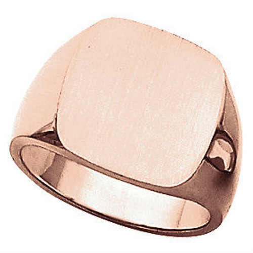 14k Rose Gold Traditional Signet Ring 16mmx16mm Solid Back