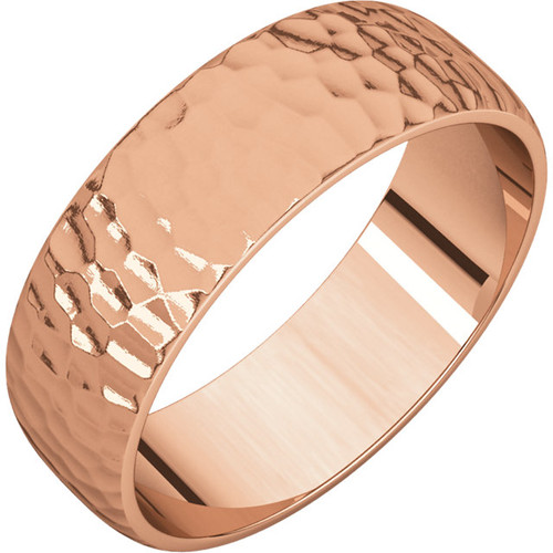 14k Rose Gold 6mm Hammer Finish Wedding Band