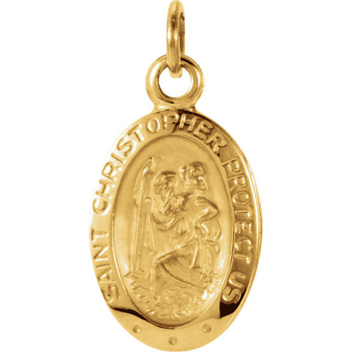 14kt Yellow Gold Oval St. Christopher Medal 12mmx9mm