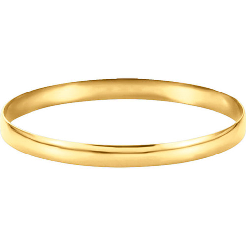 18k Yellow Gold Domed 6mm Wide High Polished Slip-on Solid Bangle Regular 7 Inches