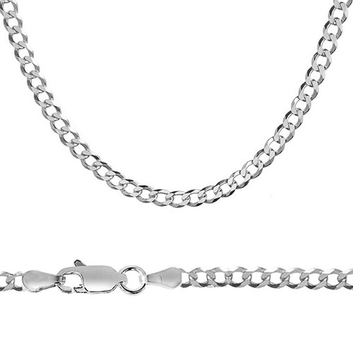 10k White Gold 5mm Flat Curb Chain 20 Inches