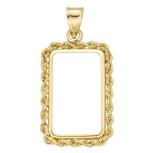 14k Gold 1 Gram Suisse Credit Rope Coin 4 Prong Bezel