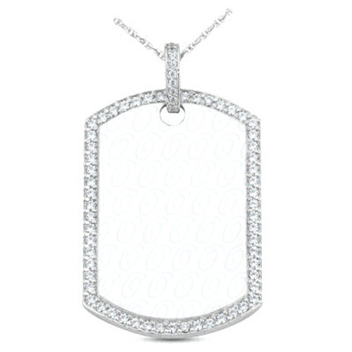 14k White Gold Diamond  Dog Tag Pendant (1.75" x 1.25") 1.75 CTW