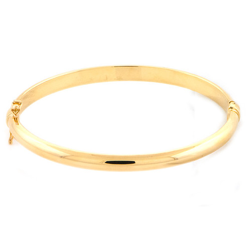 18k Yellow Gold Domed 6mm Wide High Polished Hinged Bangle Regular 7 Inches