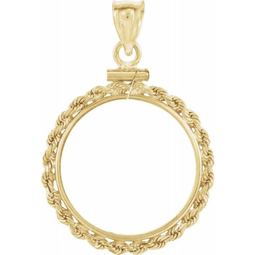 14k Gold Cuban 5 Peso Coin Screw Top Rope  Bezel