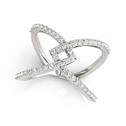 14k White gold 3/8 CTW Fancy X Diamond Ring