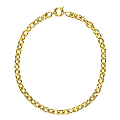 18k Gold 10.5mm Oval link Necklace 16.5 Inches