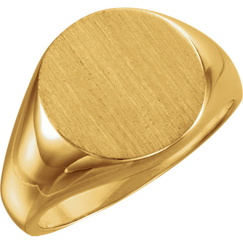 14k Gold Men's Round Signet Ring 15.0mm Open Back