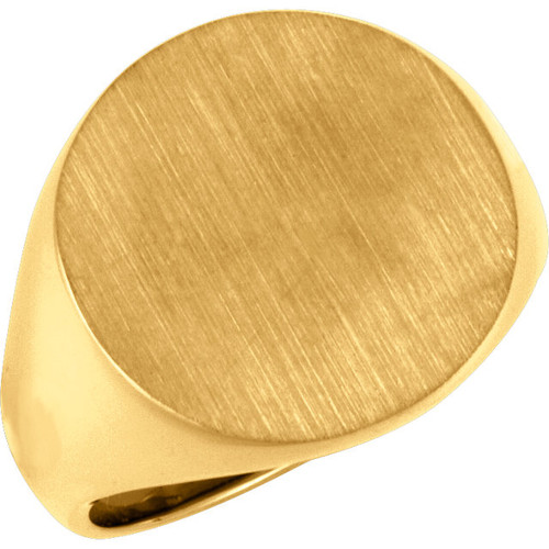 14k Gold Men's Round Signet Ring 18.0mm Solid Back