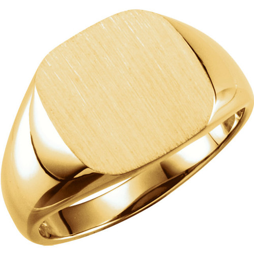 14k Gold Cushion Men's Signet Ring 11.0mmx11.0mm Open Back