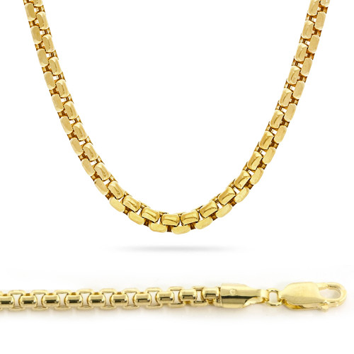 10k Yellow Gold 5mm Round Box Chain Necklace 28 Inches