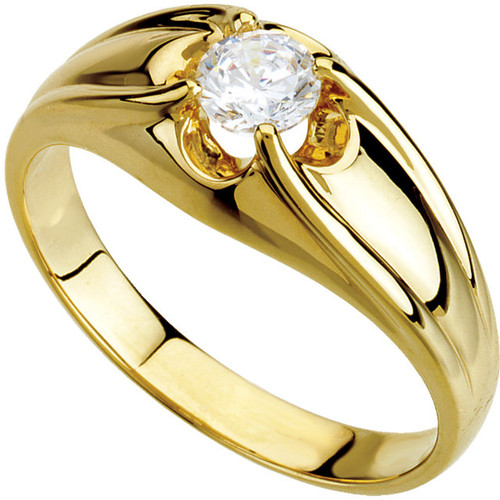 14k Yellow Gold Mens Solitaire Diamond Ring Band 1/2 ctw.