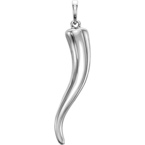 14k White Gold Solid Italian Horn Pendant 30.7mm