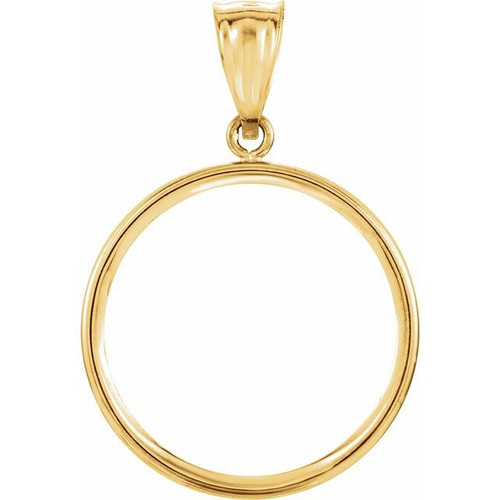 14k Gold One Sovereign 4 Prong Coin Bezel Pendant