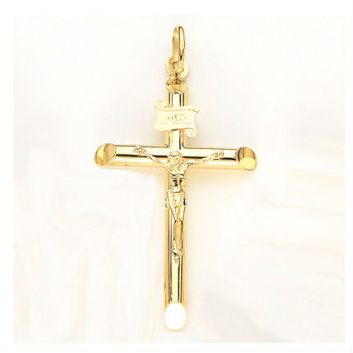 10k Gold Hollow Crucifix Pendant 23mm W X 37mm tall