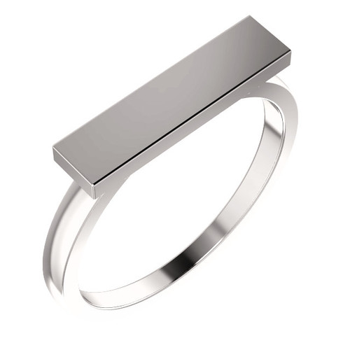 14k White Gold Rectangular Signet Ring 16m x 4m