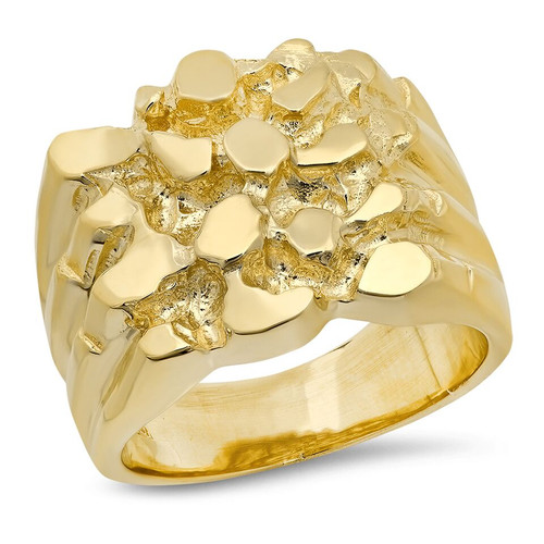 18K Gold Mens 17MM X 18MM Nugget Ring | Sarraf.com