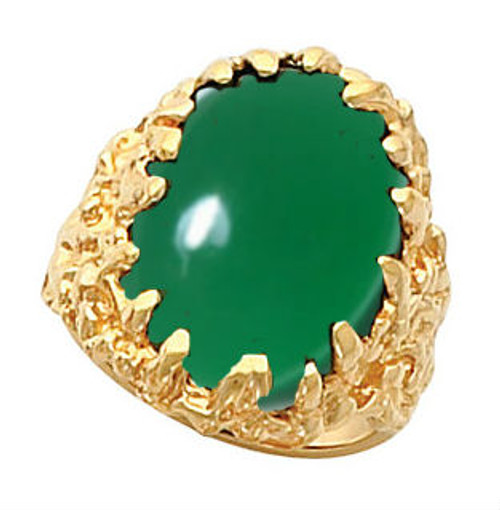 14k Gold Genuine Jade Nugget Ring 18mm x 13mm