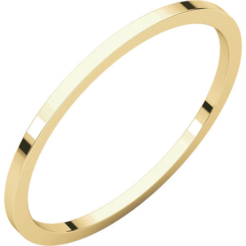 18k Gold 1mm High Polished Classic Flat Wedding Band