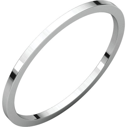 10k White Gold 1mm High Polished Flat Wedding Band