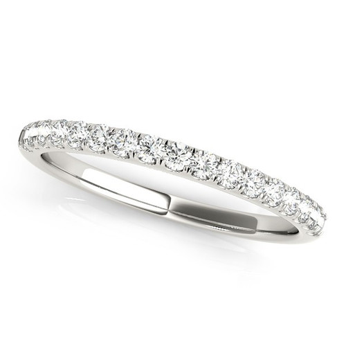 14K White gold 2.0mm Diamond 1/2 Eternity Band .35 ct, 17 Diamonds