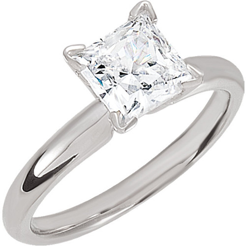 14k White Gold Solitaire Princess Ring 1.02 ctw.