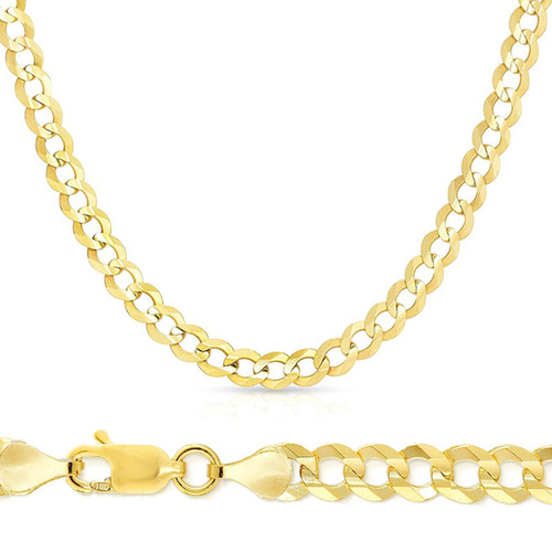 14K Yellow Gold 8mm Open Curb Link Chain 26 Inches