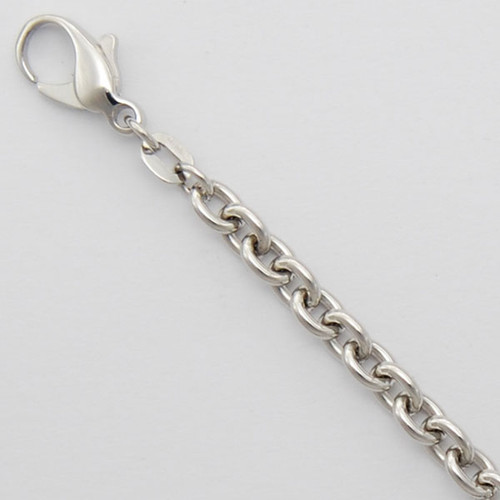Platinum Rolo Chain Necklace 4.5mm Wide 24 Inches