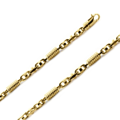 14k  Yellow Gold Handmade Bullet Link Chain 4.7mm 28 Inches