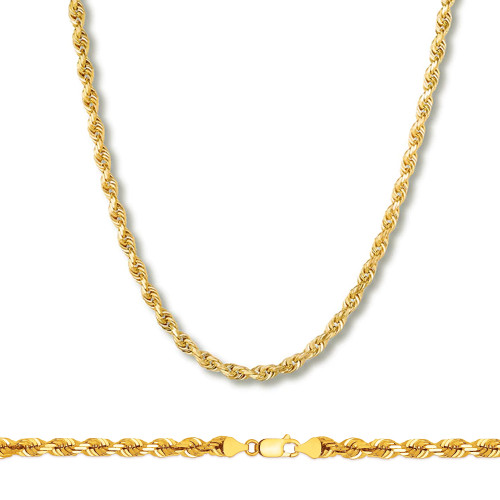 14k Gold 4mm Italian Diamond Cut Rope Chain 26 Inches