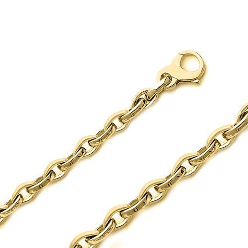 14K  Yellow Gold 5.3mm Handmade Rolo Chain Necklace 36 Inches