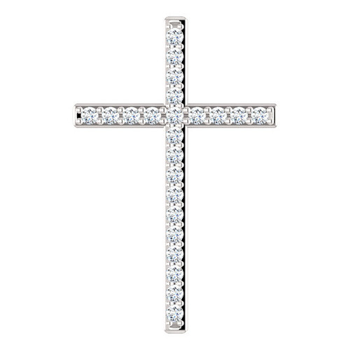 14kt White Gold .50 CTW  Diamond Cross Necklace 31mm x 21mm