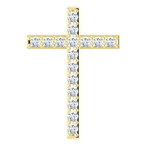 14kt Yellow Gold 1.00 CTW  Diamond Cross Necklace 31mm x 21mm