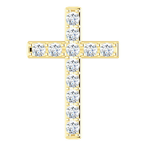 14kt Yellow Gold 2.25 CTW  Diamond Cross Necklace 35mm x 24mm