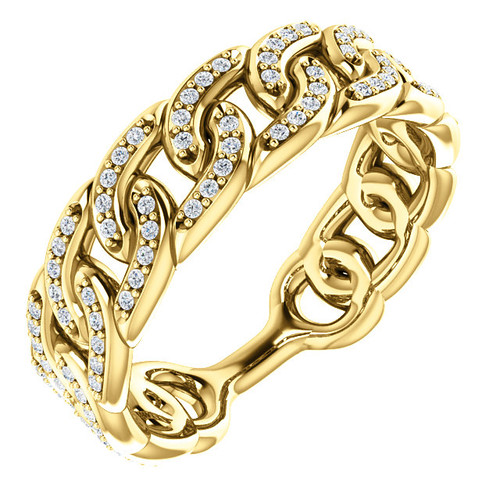 14k Yellow Gold 6mm Diamond Link Ring Band 1/3 ctw