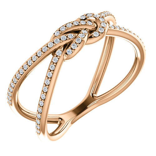 14k Rose gold 1/4 CTW Love Knot Diamond Ring