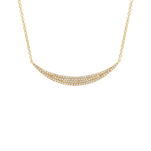 14KT Yellow Gold 0.25 CTW Diamond Crescent Necklace 16 to 18 inches