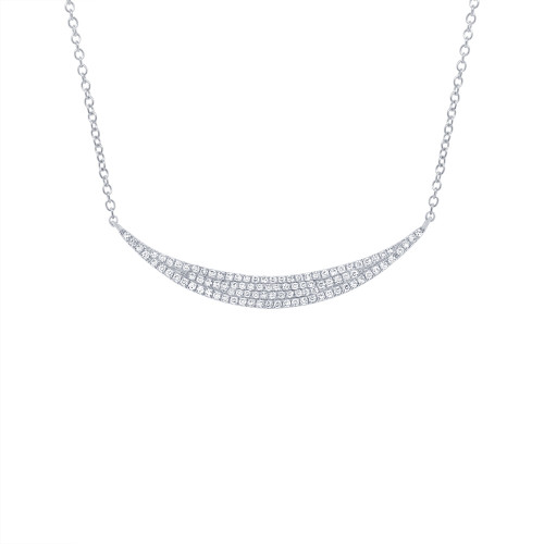 14KT White Gold 0.25 CTW Diamond Crescent Necklace 16 to 18 inches