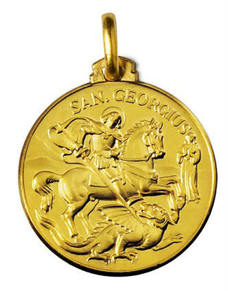 14kt Yellow Gold 21.0 mm Round Saint George Medal | SARRAF.COM