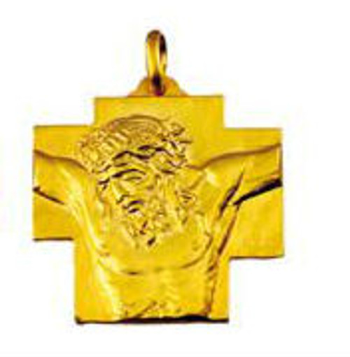 14K Gold Jesus (Our Lord)  Cross Medal Pendant 21mm x 20mm