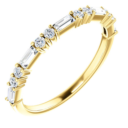 14k Yellow Gold Baguette And Round Diamond Eternity band .40 Ctw.