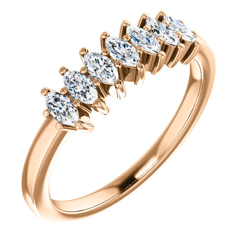 3/4  ct. Marquise 7 Stone  Diamond  Anniversary band  14k Rose Gold