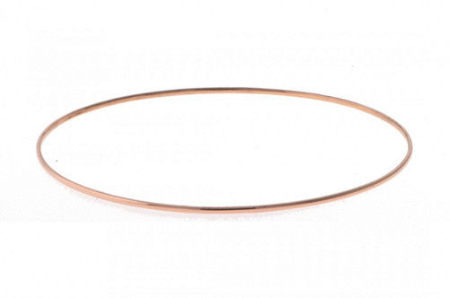 14k Rose Gold 1mm Wide High Polished Slip-on Solid Bangle 7 Inches