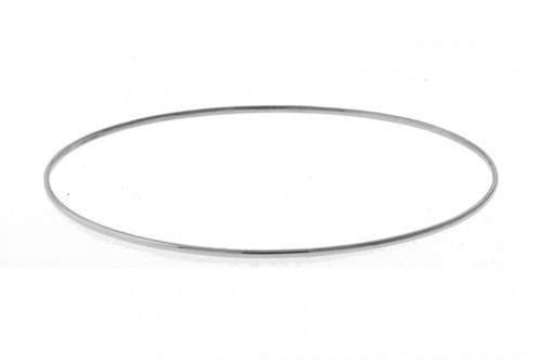 14k White Gold 1mm Wide High Polished Slip-on Solid Bangle 6.5"